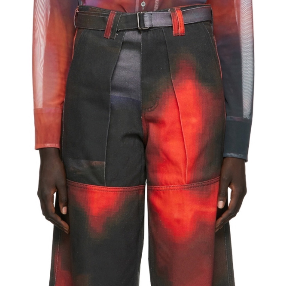 Serapis Red and Grey Jeans with belt